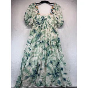 Johnny Was Workshop Maxi Dress Marble puff‎ sleeve Embroidered Neckline XS thumbnail 9