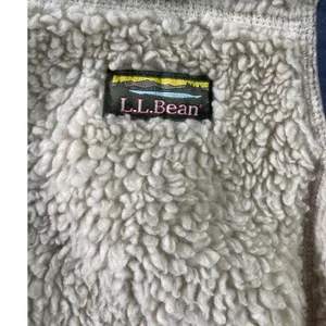 LL Bean Mountain Pile Fleece Vest Cream Navy Sherpa Retro Outdoor Jacket M thumbnail 4