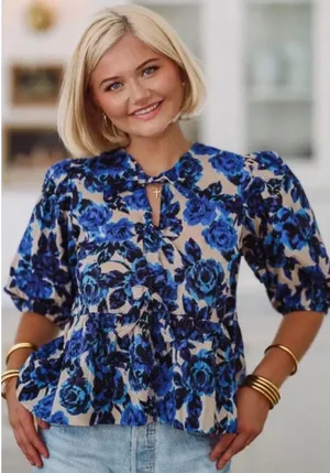 Hazel and Olive Abstract blooms blouse thumbnail 3