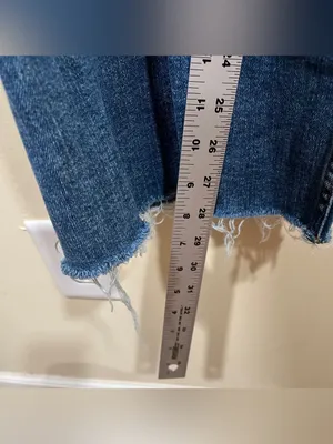 Zara marine wide jeans feature light indigo wash and a raw, cropped hem SZ6 EUC thumbnail 4