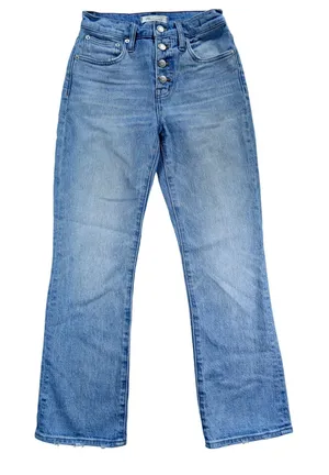 Madewell Demi-Boot Cut Jeans Light Wash Blue Button Fly High Rise Denim Womens thumbnail 1
