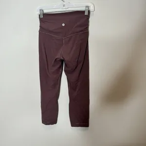 Lululemon Align High Rise Cross Waist Crop 21” Leggings Size 6 Taupe Purple thumbnail 3