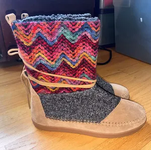 Cozy Multicolor Chevron Knit Tom’s Ankle Boots - Women thumbnail 1