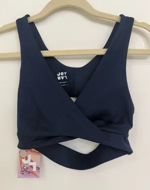 JoyLab Deep Navy Wrap-Front Sports Bra Size Small NWT thumbnail 1