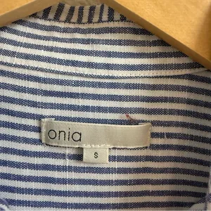 ONIA Striped linen and Lyocell-blend mini shirt dress size small thumbnail 4