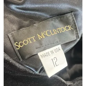 VTG Scott McClintock Black Velvet Maxi Dress Sz 12 USA Made Sleeveless Slit thumbnail 5