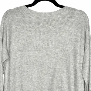 American Eagle Crew Neck Waffle Knit Top Long Sleeve Shirt Grey Size Small thumbnail 4