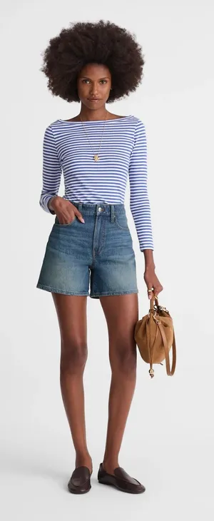 Madewell The Perfect Vintage Mid-Length Jean Short in Irmo Wash Comfort Stretch thumbnail 1