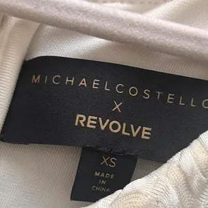 Michael Costello Revolve ivory asymmetrical one shoulder bodycon midi dress XS thumbnail 6