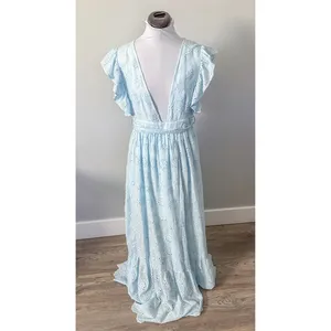 Malibu Bum Baby Blue Eyelet Maxi Dress thumbnail 4