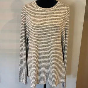 Banana Republic Gray & White Striped Long Sleeve Crewneck Top thumbnail 9
