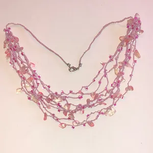 Elegant Pink Boho Beaded Necklace thumbnail 2
