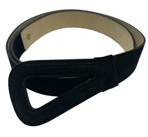 Coldwater Creek Black Suede‎ Leather Belt Triangle Buckle Large Modernist Womens thumbnail 1