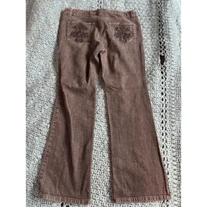 Michael Kors Brown Acid Wash Bootcut Jeans Beaded Back Pocket Y2K Denim thumbnail 2