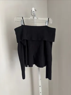 Abercrombie & Fitch Ribbed Knit Off-The-Shoulder Cutaway Sweater Black Size M thumbnail 4