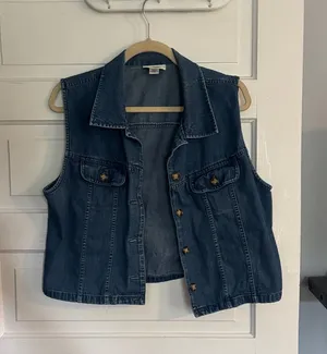 Talbots Vintage Classic Sleeveless Denim Vest Blouse - Blue thumbnail 1