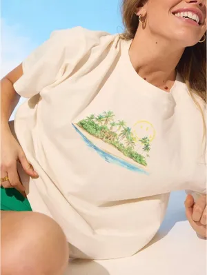 AE Aerie | Smiley® Relaxed T-Shirt American Eagle NWT Natural M thumbnail 1