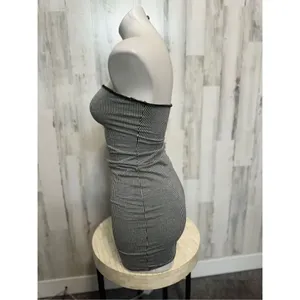 Strapless stripped dress Black thumbnail 2