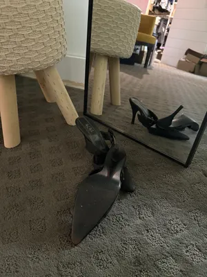 BCBG Black Pointed Mary Jane Heels with Ankle Strap thumbnail 4