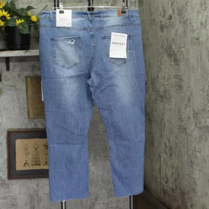 NWT Gogo Jeans Distressed Frayed Straight-Leg Jeans Medium White Wash Blue 20W thumbnail 6