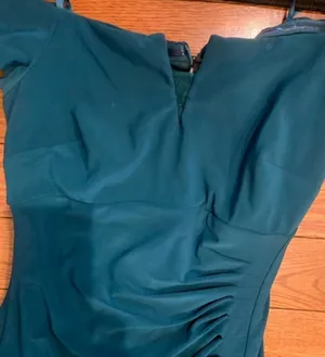Xscape Off-The-Shoulder Ruched hunter green Gown with Custom Ruffle Detail 8 thumbnail 10