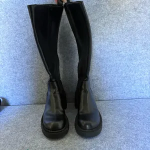 Zara Knee high Boots with a chunky heel and lug soles black size 36 thumbnail 2