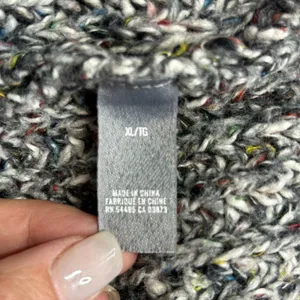 Aerie Chunky Lace Up Sweater XL Gray Confetti Knit Cozy Oversized Pullover thumbnail 10