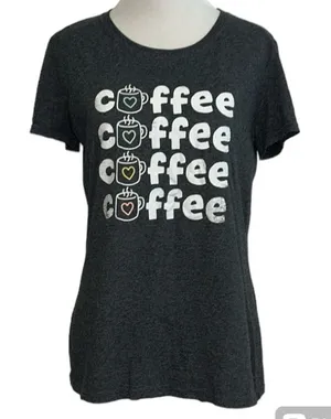 🎀 3/$20 Fruit of the loom womens medium grey coffee t shirt thumbnail 1
