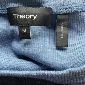 Theory Cherry B3 Sterling Rib Knit T Shirt Mini Dress Blue Melange M thumbnail 6