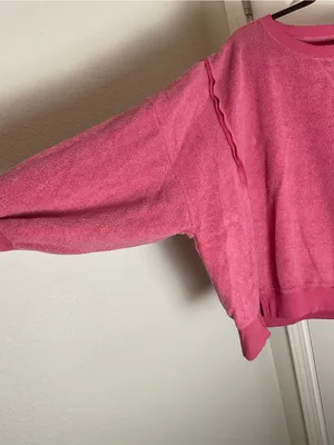 American Eagle Pink Fleece Sweatshirt Seriously Huggable Oversized Crewneck thumbnail 4