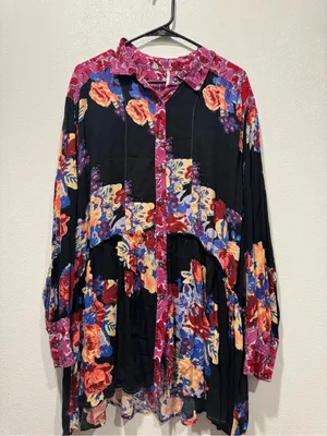 Free People Brunch A Bunch Floral Tunic Dress NWOT L thumbnail 4