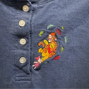 Vintage Disney Women‎ 90s Pooh Tigger Piglet Embroidered Crewneck Henley No Size thumbnail 2