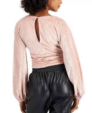 Self Esteem NWT  Velvet Ruched Pink Top thumbnail 3