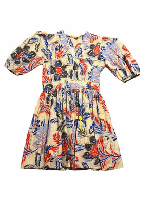 Oliphant Design V-Neck Puff Sleeve Mini Dress Chennai Cobalt Size XS thumbnail 4