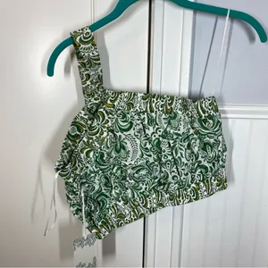 Tuckernuck Hyacinth House Green Floral‎ Gina Crop Top Size Large vacation beach thumbnail 6