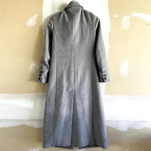 Avec Les Filles Wool Overcoat Peak Lapel Collar Pockets Maxi Pleated Gray XS thumbnail 5