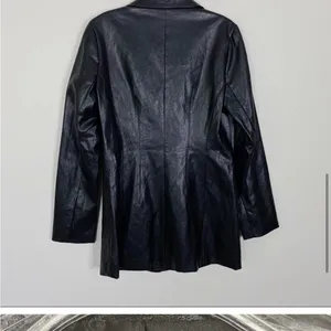 Line & Dot River Vegan Faux Leather Longline Blazer Jacket Size Small Black thumbnail 7