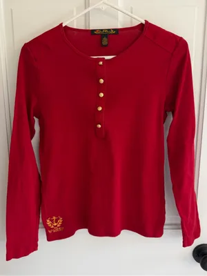 Lauren Ralph Lauren y2K Red Nautical Anchor Henley Long Sleeve Top Small thumbnail 1