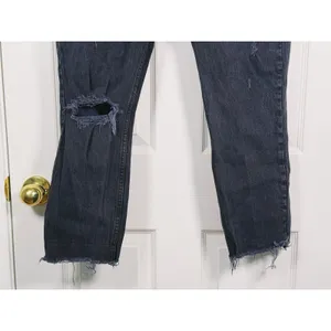 Abercrombie & Fitch Curve Love Mom High Rise Jeans Size 28 (6) Black Grunge Edgy thumbnail 7