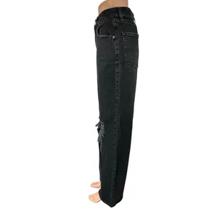 Wild Fable Black Highest Rise Baggy Distressed Straight Denim Jeans Pants Sz 28 thumbnail 2