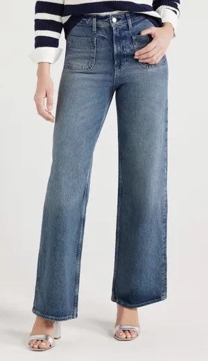 Free Assembly Women's and Women's Plus Wide Leg Jeans with Patch Pockets Size 8 thumbnail 1