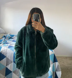 Hollister Green Jacket Faux Fur thumbnail 3