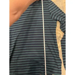 FAHERTY Turtleneck Top Green Navy Stripe Sz Small NEW thumbnail 6