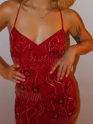 Peppermayo Vietta Red Sequin Mini Dress thumbnail 1