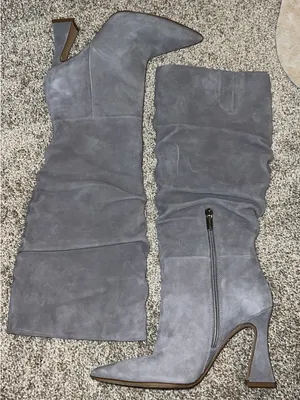Vince Camuto Women's Grey Suede Knee-High Slouch Boot with Pointed Toe thumbnail 2