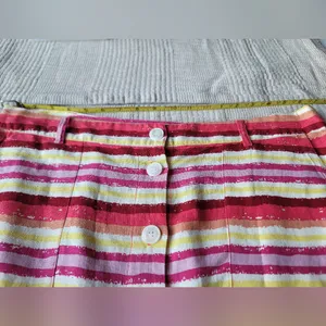 Striped Button-Down Skirt Linen Blend resort ballet core fairy whimsy boho thumbnail 6