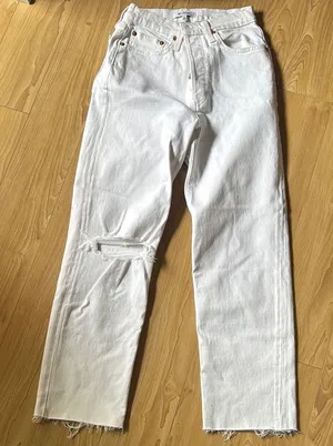 RE/DONE White Distressed Jeans thumbnail 1