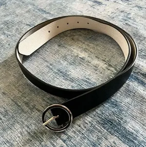 Steve Madden Faux Leather Black and Silver Tone Belt thumbnail 1