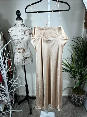 N228. Show me Your MuMu Champagne Slip Midi Dress thumbnail 2