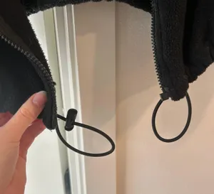 Black fleece zip up jacket with adjustable drawstrings in medium thumbnail 3